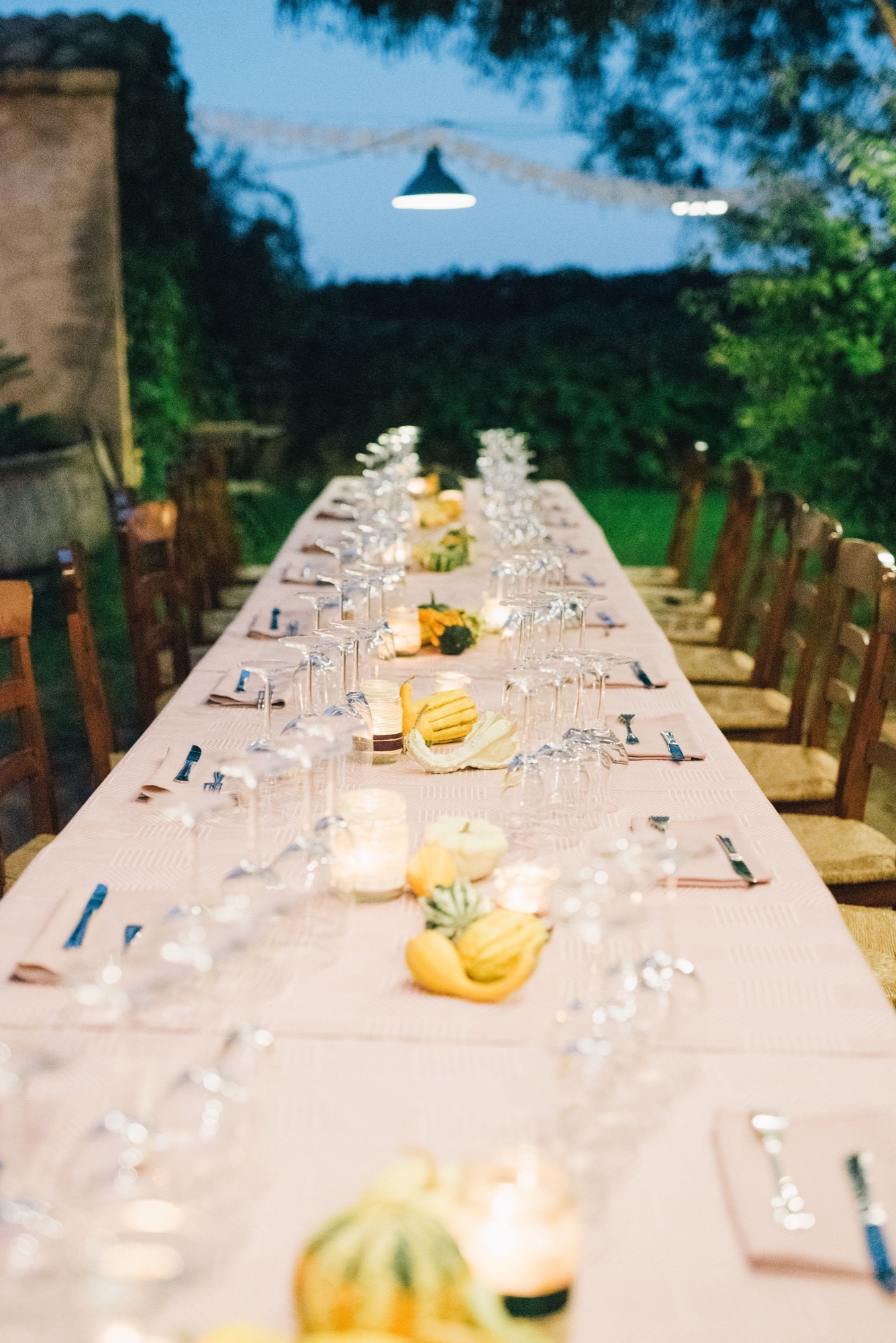 Long outdoor dinner table