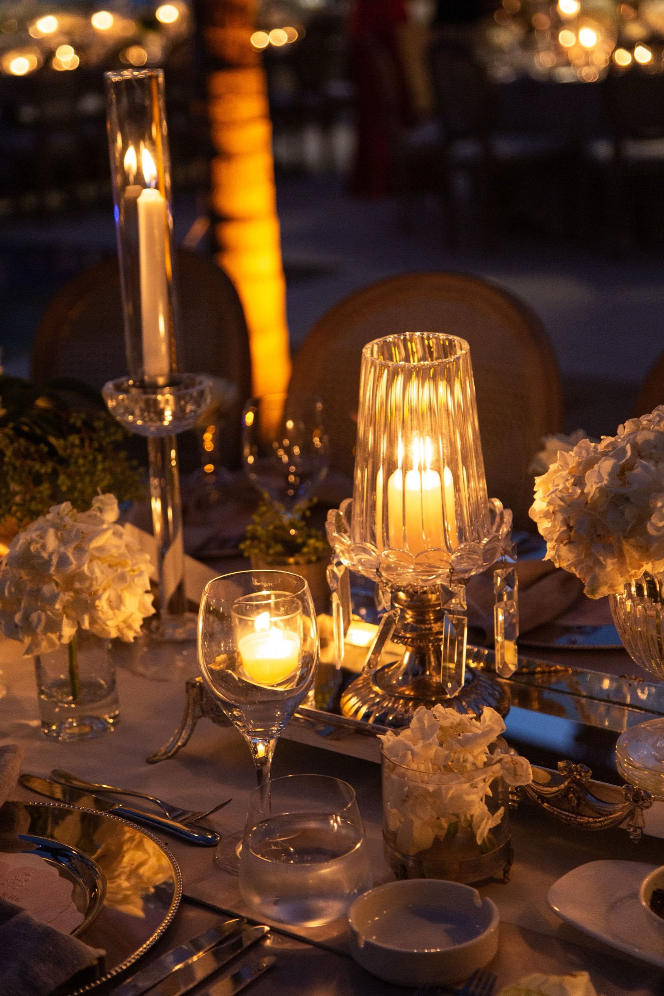 Candlelit dinner table